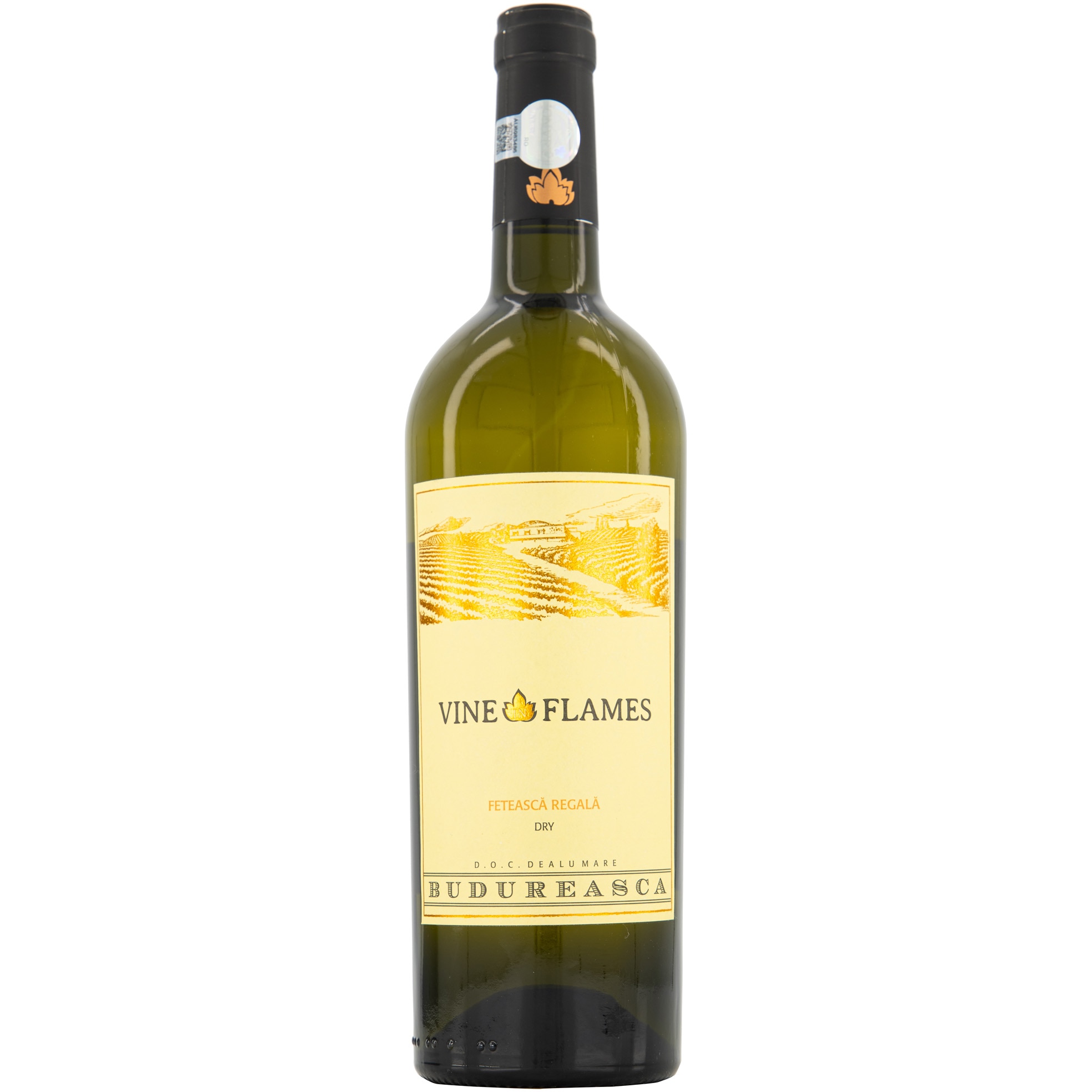 Vin Alb Budureasca Vine in Flames Feteasca Regala, Sec, 13.5%, 0.75l