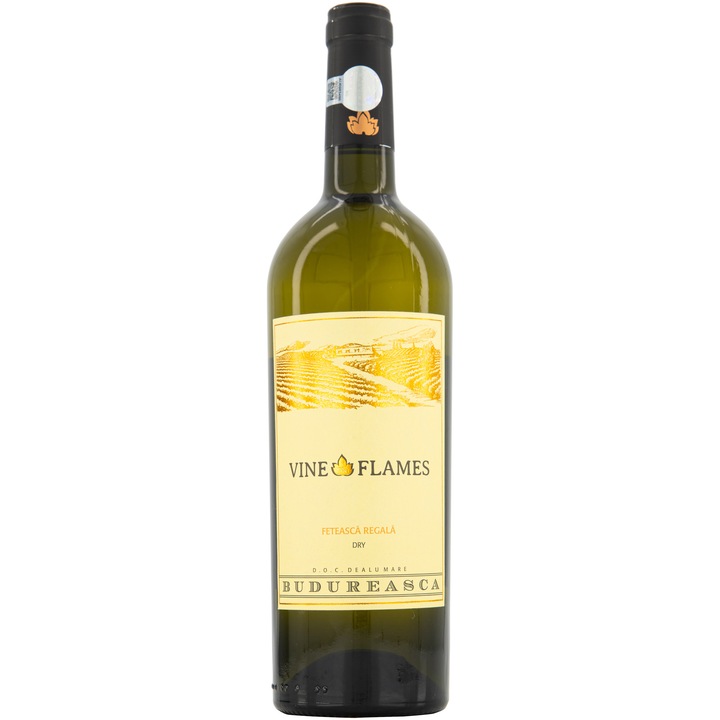 Vin Alb Budureasca Vine in Flames Feteasca Regala, Sec, 13.5%, 0.75l