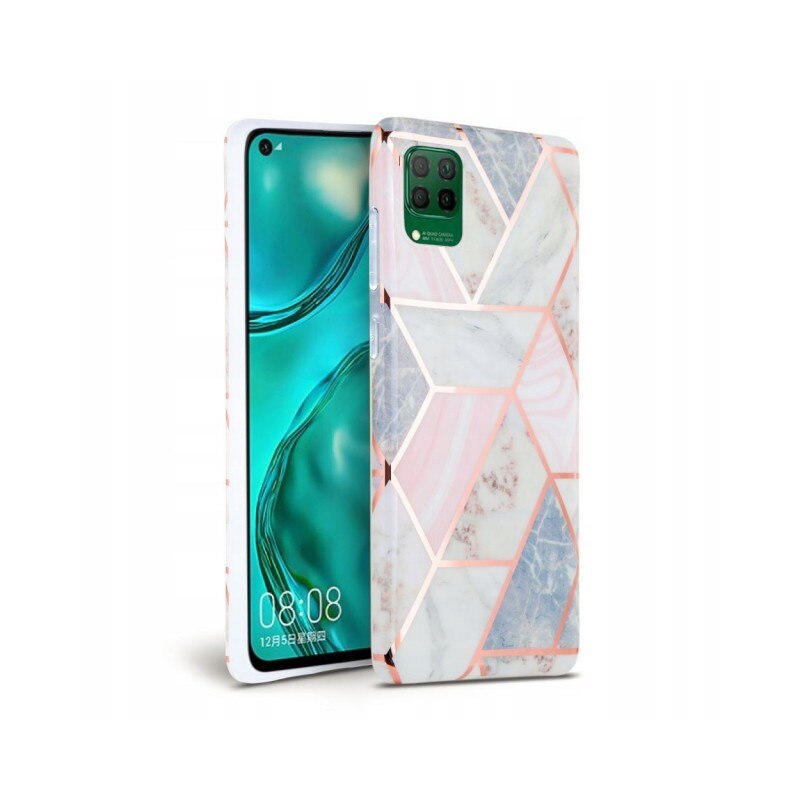 Husa Spate Tech-protect Marble Silicone Huawei P40 Lite Roz