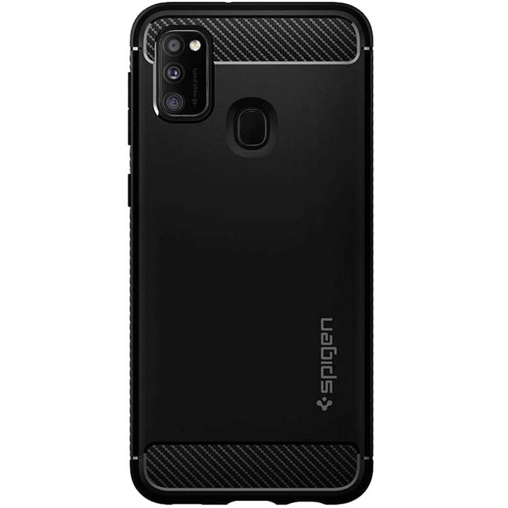 Samsung Galaxy M21 tok, Spigen Rugged Armor, ütésálló, fekete
