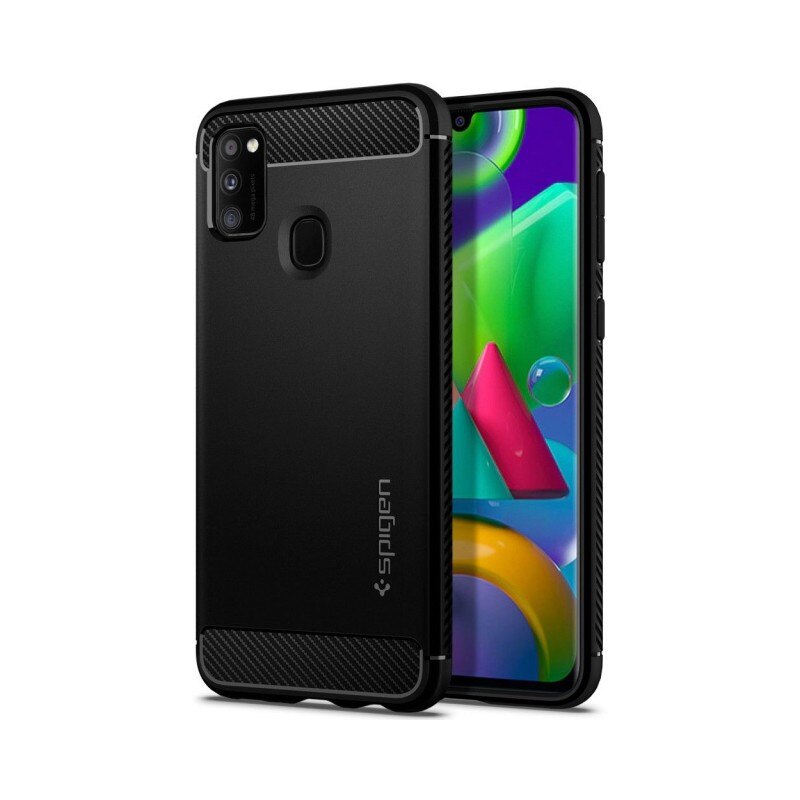 Husa Premium Originala Spigen Rugged Armor Samsung Galaxy M21 Negru , silicon
