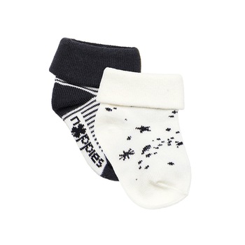 Set 2 perechi sosete bebe, Noppies, Jos, alb/negru Set 2 perechi sosete bebe, Noppies, Jos, alb/negru