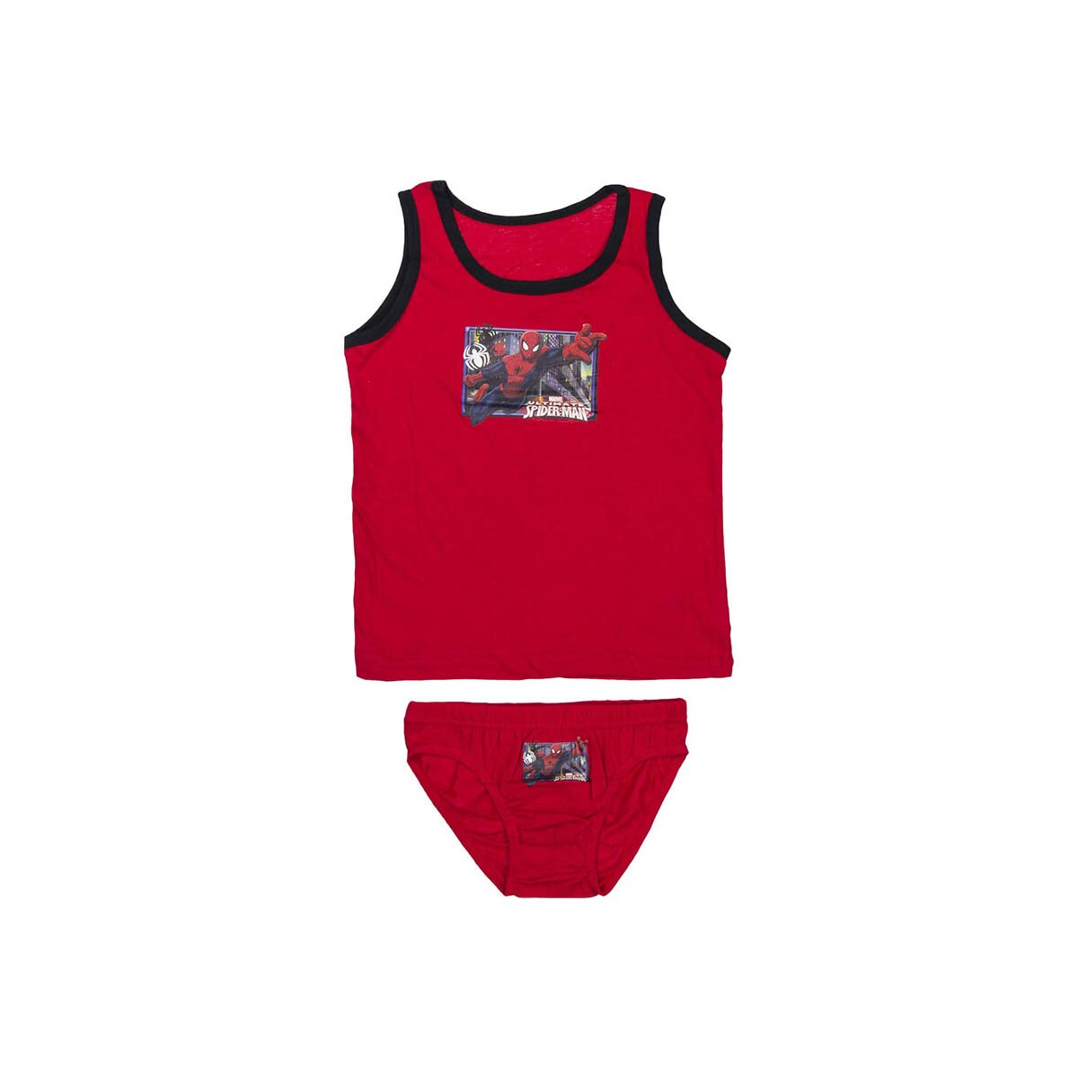 Set baieti, maiou si chiloti, Spiderman, Optic White, rosu