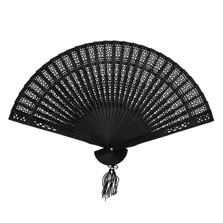 Дамско ветрило Maison du Paradis, 23 см, черен