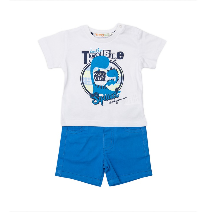 Set 2 piese baieti, tricou si pantalon scurt, Babybol, albastru