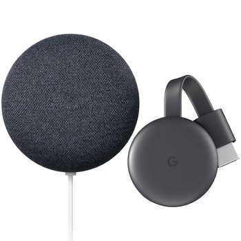 Bundle Google Chromecast 3 + Google Nest mini generatia 2, negru Bundle Google Chromecast 3 + Google Nest mini generatia 2, negru