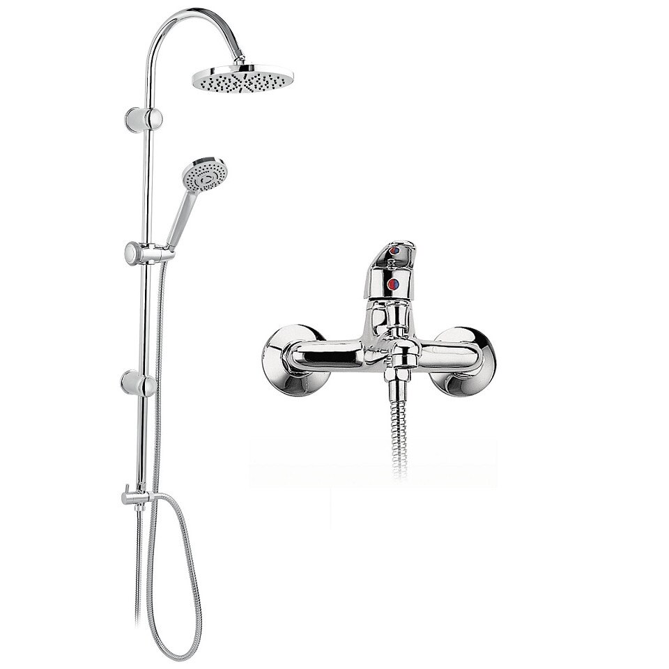 Coloana de Dus Ferro Rondo dus fix si para dus mobila si baterie cada/dus Smile, crom