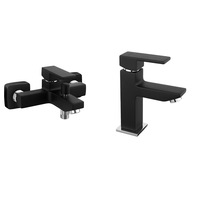 Pachet 2 Baterii Ferro Zicco Cada/Dus, Lavoar, negru mat