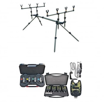 Set Baracuda Rod-pod pentru 4 lansete si Avertizori TLI21 cu swingeri Set Baracuda Rod-pod pentru 4 lansete si Avertizori TLI21 cu swingeri