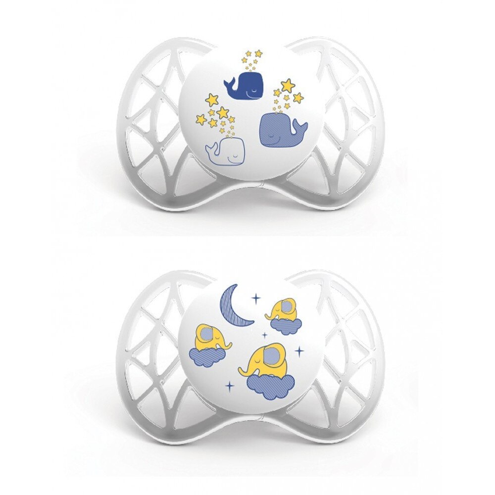 Set 2 suzete de noapte 0 luni+, alba, Nuvita AIR 55 - 7063