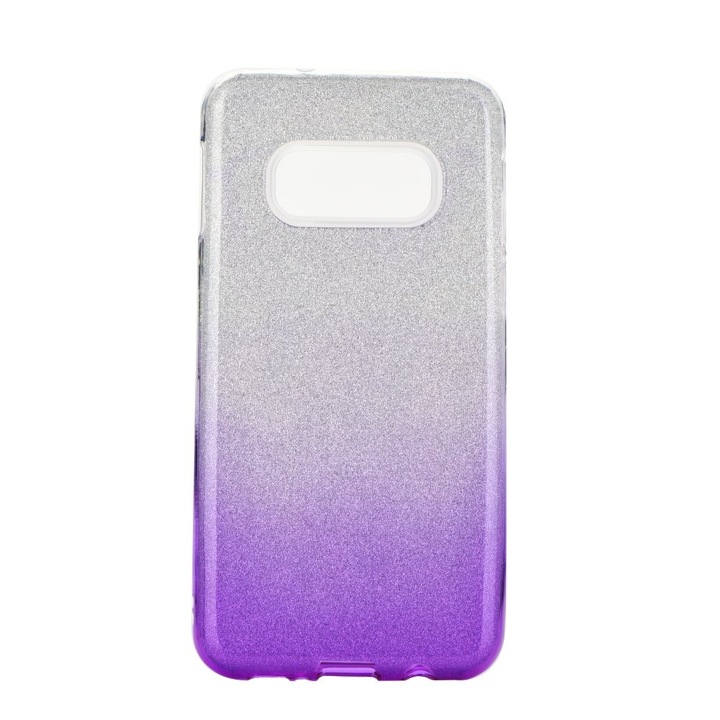 Предпазен гръб Forcell Shining Case за Samsung Galaxy S10e, Сив/Виолетов