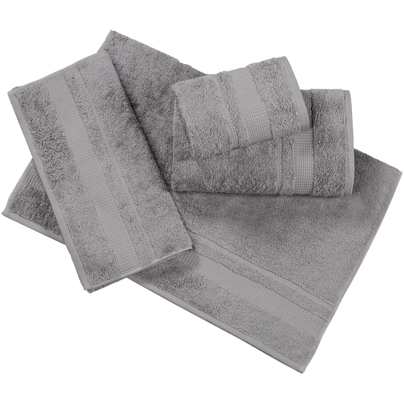 Set 4 prosoape Kring Maya, 480 gsm, 100% fibre bambus, 2*50x90 si 2*70x140 cm, Gri