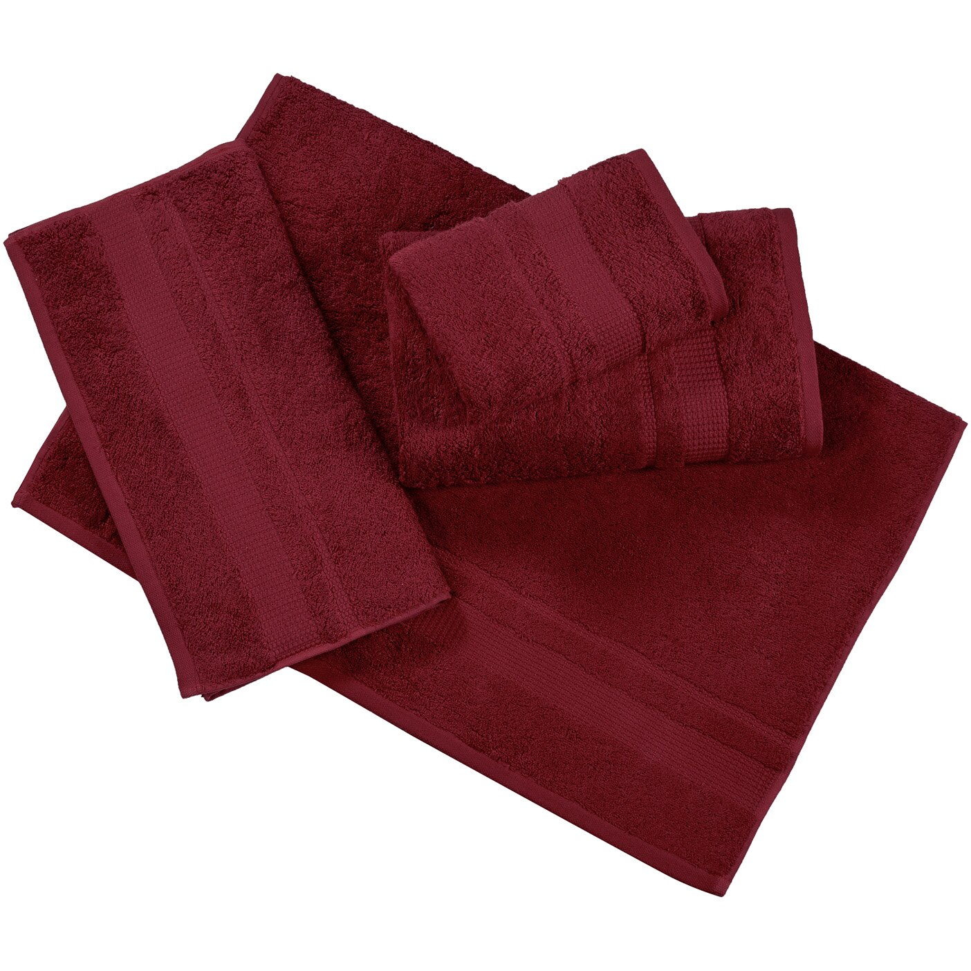 Set 4 prosoape Kring Maya, 480 gsm, 100% fibre bambus, 2*50x90 si 2*70x140 cm, Visiniu