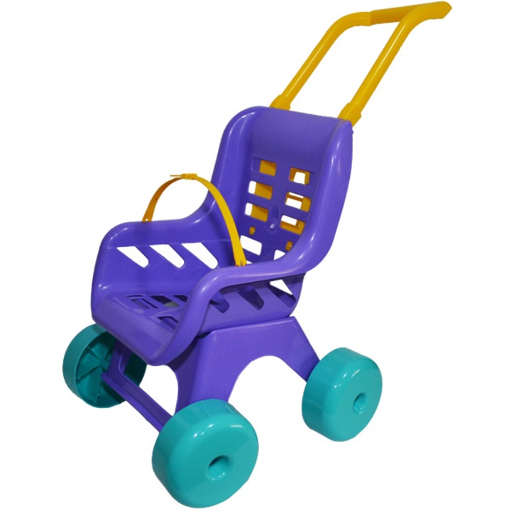 Carucior pentru fetite din plastic, albastru, 49 x 42,5 x 28 cm