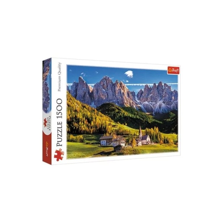 Trefl 1500 db-os puzzle - Valley Val di Funes, Dolomitok, Olaszország