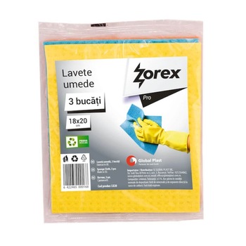 Set 3 Lavete Umede Zorex, Dimensiune 18x20 cm, Multicolor Set 3 Lavete Umede Zorex, Dimensiune 18x20 cm, Multicolor