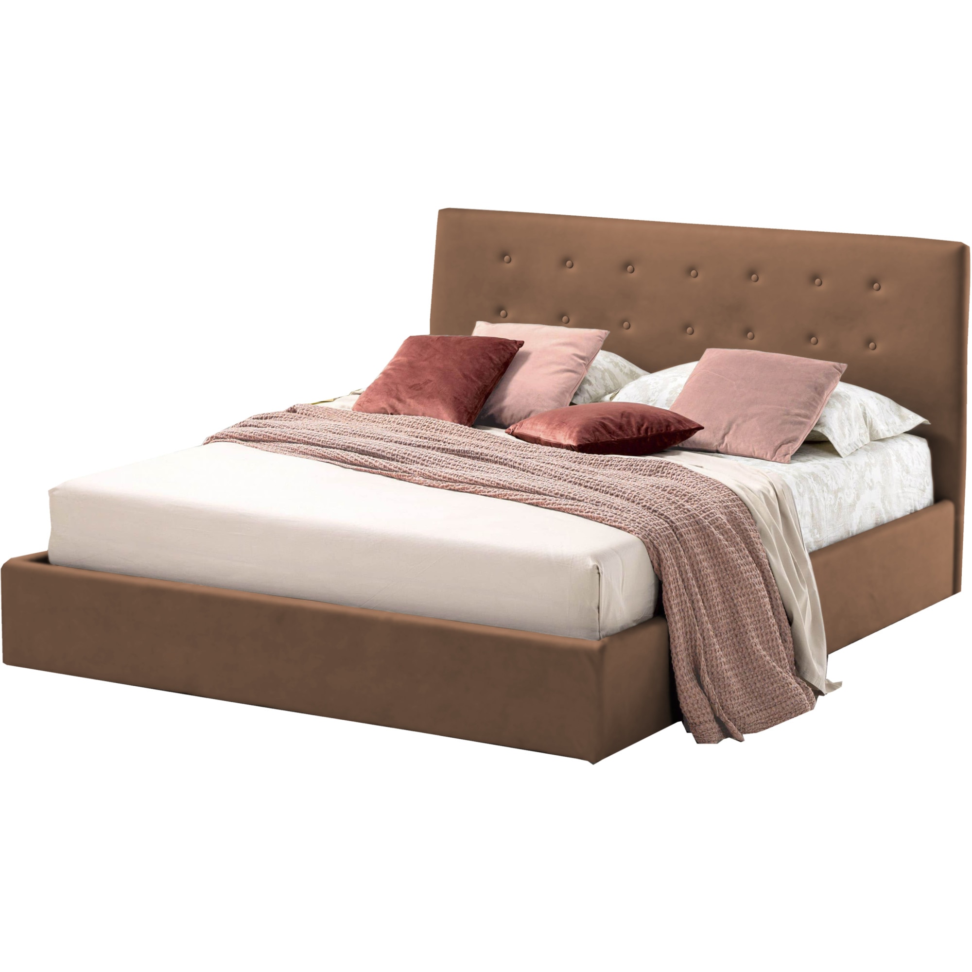 Pat Tapitat pentru Dormitor cu Lada Rabatabil, 100x190 cm, Abra Promo Dolce Dormire, Maro deschis