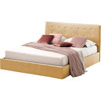 Pat Tapitat Rabatabil, Single, cu Lada Depozitare Pentru Saltea, 120x200cm, Abra Beige Piele Ecologica