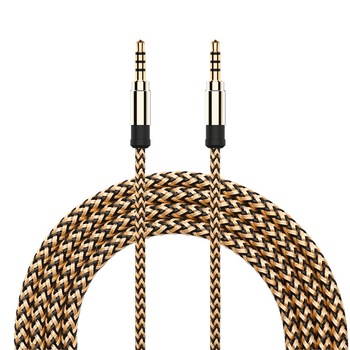 Cablu audio AUX Jack - Jack 3.5mm , TRRS 4 pini,stereo, input/output Audio, fir Nylon, 1.5m, auriu Cablu audio AUX Jack - Jack 3.5mm , TRRS 4 pini,stereo, input/output Audio, fir Nylon, 1.5m, auriu