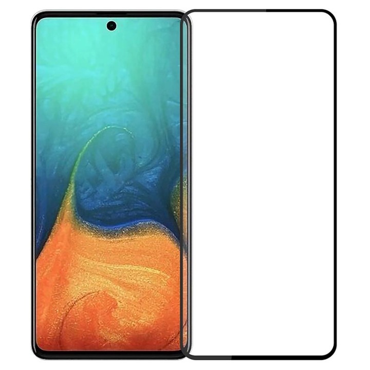 Стъклен протектор Tempered Glass, Samsung Galaxy A71, 5D, За цял екран, Черен