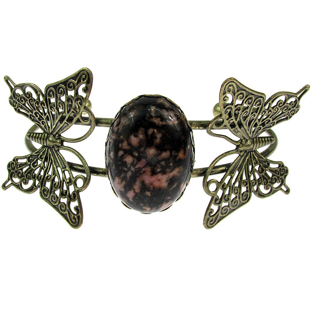 Bratara statement fluturi cu rodonit 25x18 mm, GlamBazaar