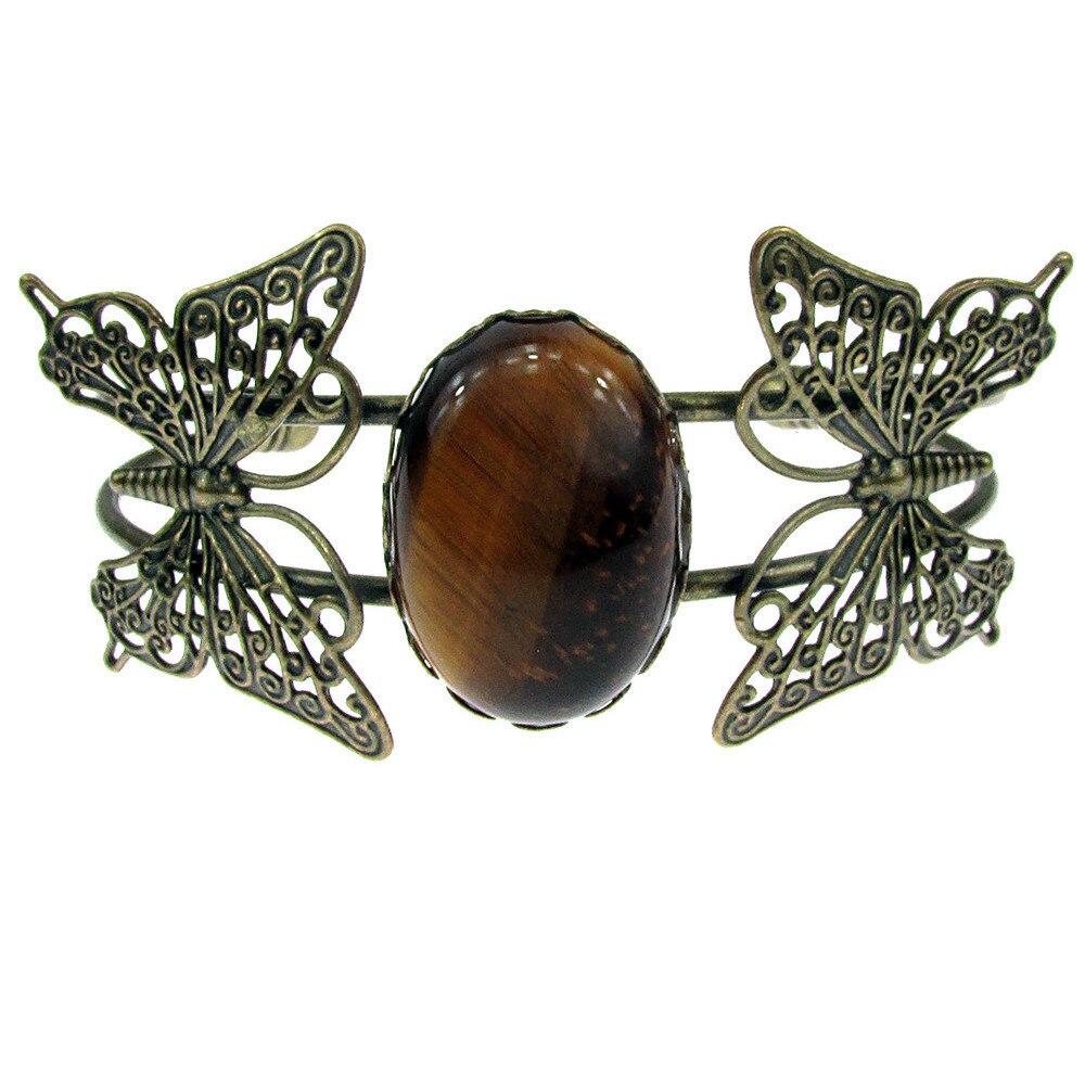 Bratara statement fluturi cu ochi de tigru 25x18 mm, GlamBazaar