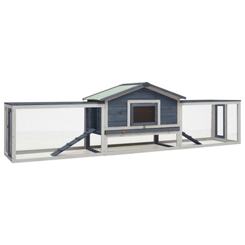 Cusca de iepuri, vidaXL, Lemn, 303 x 50 x 86 cm, Gri Cusca de iepuri, vidaXL, Lemn, 303 x 50 x 86 cm, Gri
