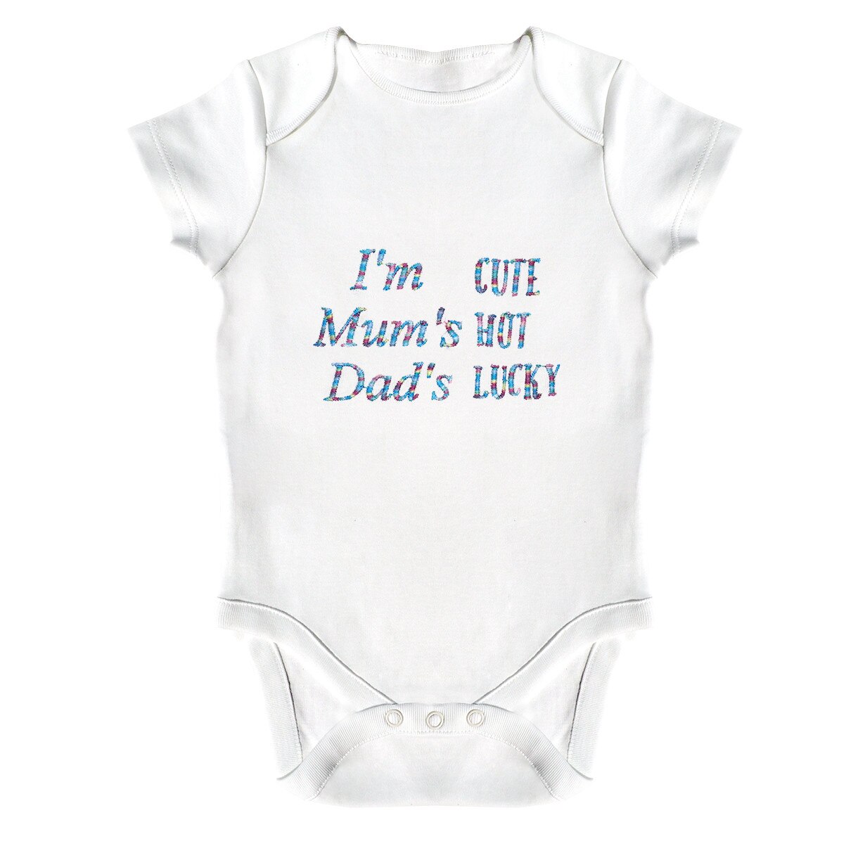 Body bebe, LWS, bumbac organic, brodat, model text famile CHL, Alb