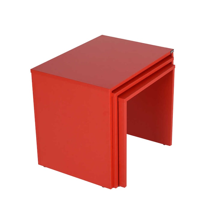 Adore Zigon, 3 dohányzóasztalból álló készlet piros, 55 X 47 X 40 cm