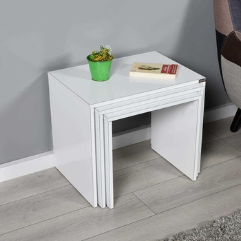 Set 3 Masute Cafea Zigon Adore, Alb Lucios, 55 X 47 X 40 Cm Set 3 Masute Cafea Zigon Adore, Alb Lucios, 55 X 47 X 40 Cm