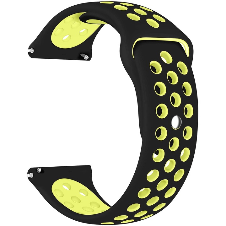 Szilikon Sport 20mm óraszíj - Fekete - sárga
