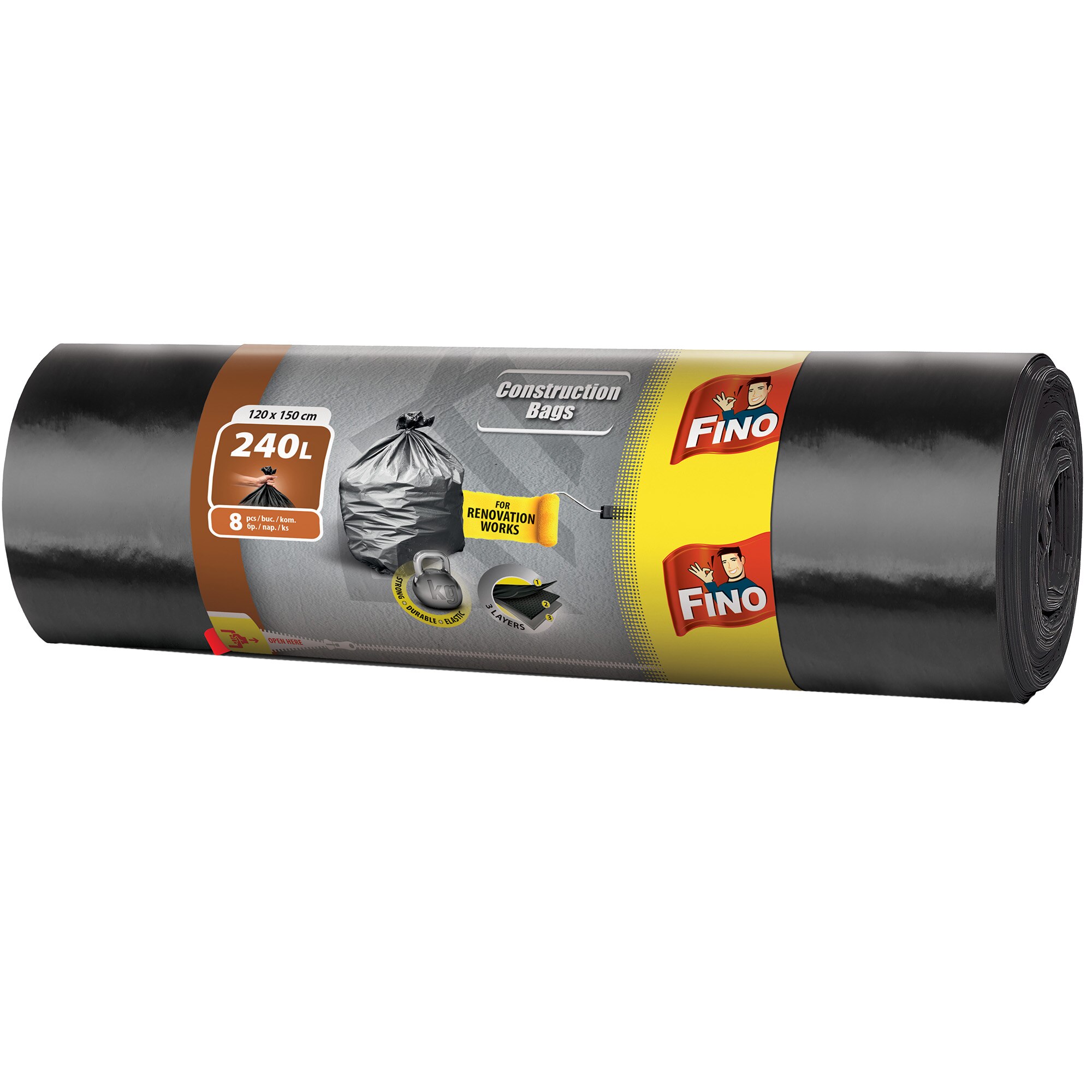 Saci menajeri pentru constructii Fino, fara inchidere, 240l, 8 buc