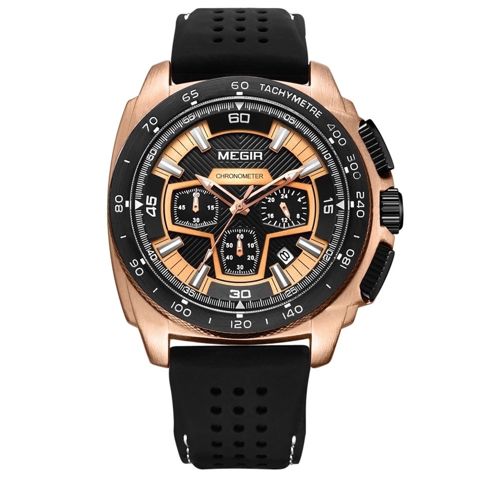 Ceas barbatesc casual Megir M102, analog, cronograf, data