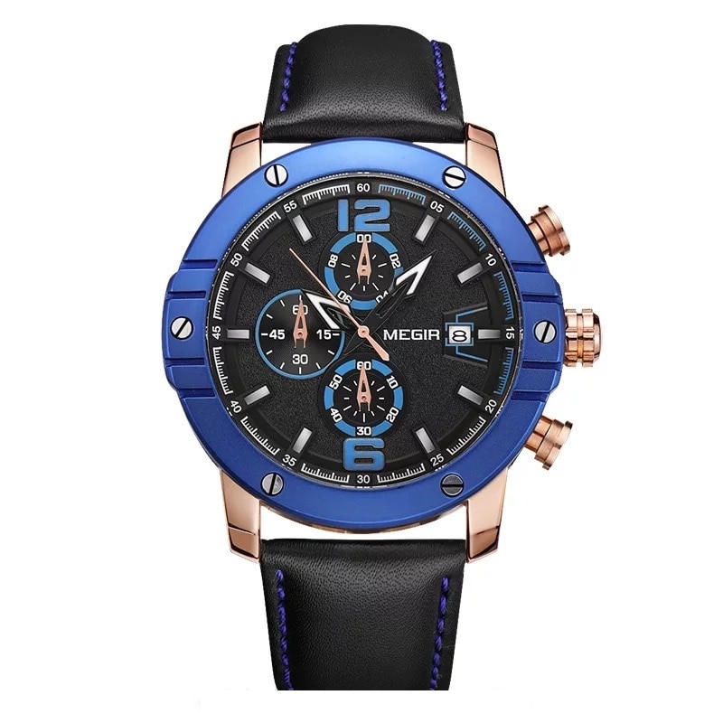 Ceas barbatesc casual Megir M104, analog, cronograf, data