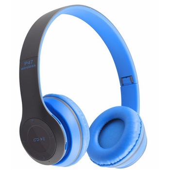 Casti wireless MRG® L-P47 Albastru cu Bluetooth , Handsfree Casti wireless MRG® L-P47 Albastru cu Bluetooth , Handsfree