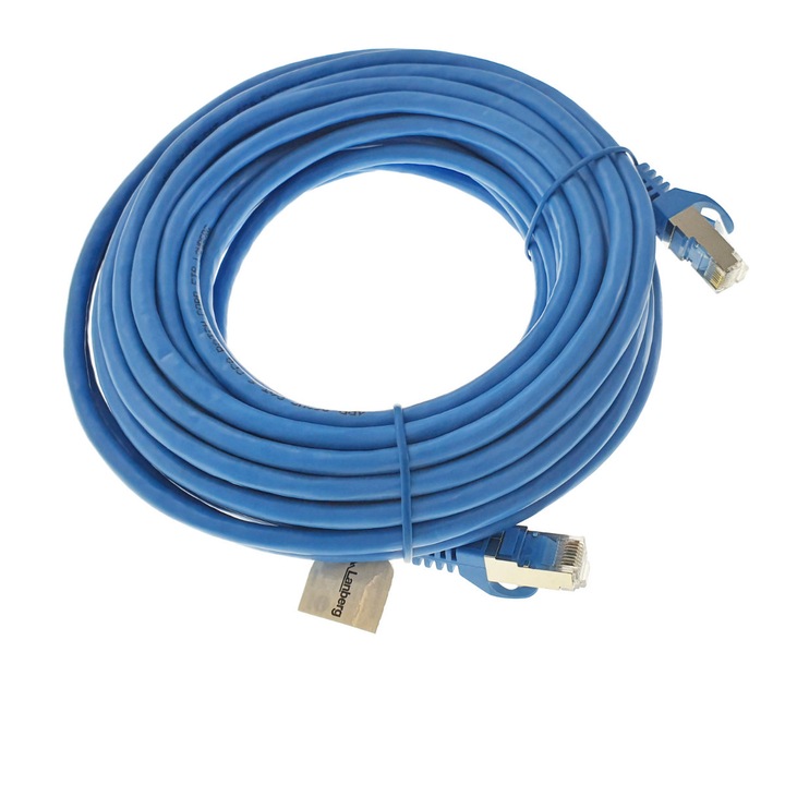 Екраниран кабел Lanberg 41906, FTP, Cat.6, 2xRJ45, 10 м, AWG 26, 250 MHz, Мрежова връзка, Ethernet, Син