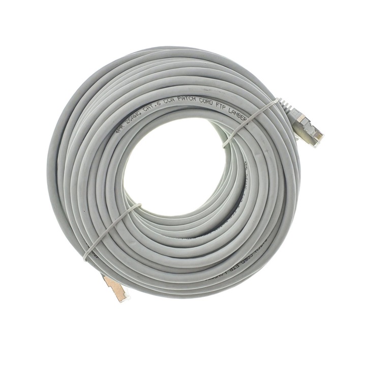 FTP екраниран кабел Lanberg 41888, cat.6, 2xRJ45 щепсел, Дължина 20m, AWG 26, 250 MHz, Мрежова връзка, Ethernet, Сив