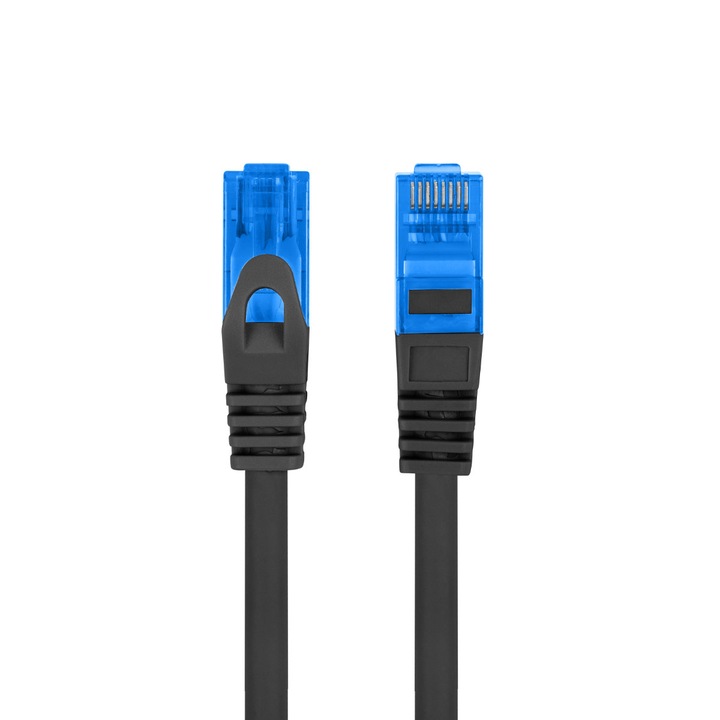 Екраниран кабел S / FTP, Lanberg 42484, cat.6A, дължина 2m, AWG 26, 500 MHz, LSZH, 2xRJ45 щепсел, ethernet, черен
