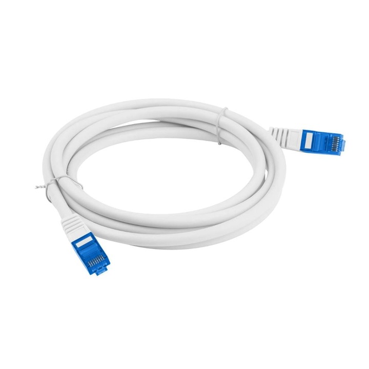 Cablu ecranat S / FTP, Lanberg 42473, cat.6A, mufat 2xRJ45, lungime 1m, AWG 26, 500 MHz, de legatura retea, ethernet, alb