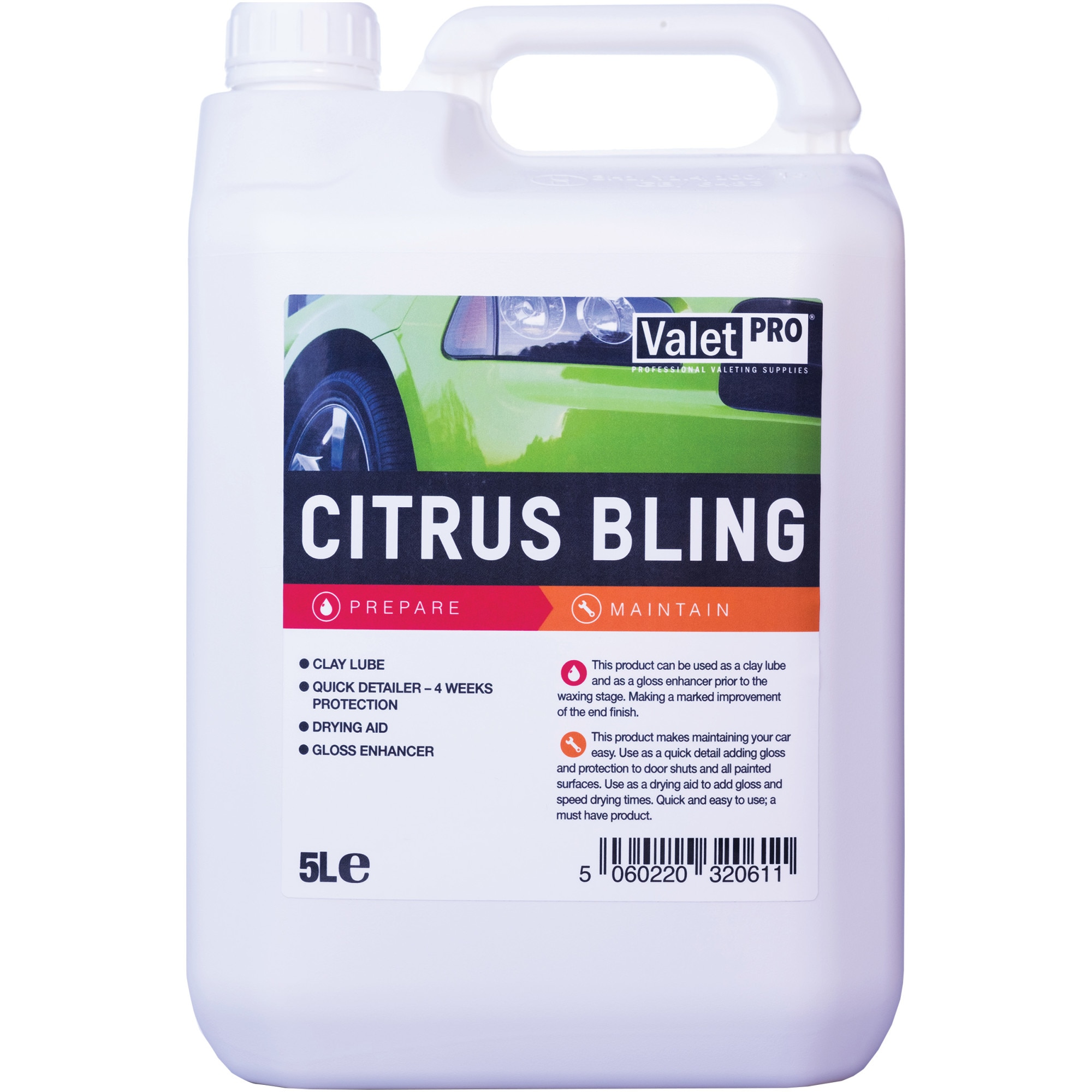 Solutie generala Valet Pro pentru curatare si protectie vopsea, geam si plastic Citrus Bling, 5L