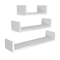 Set 3 rafturi, U, Arly MDF Alb 42/34/26x10x10 cm