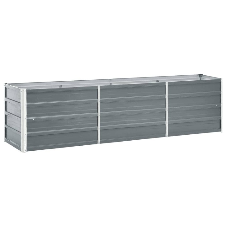 Strat inaltat de gradina vidaXL, gri, 240 x 40 x 45 cm, otel galvanizat, 6.98 Kg