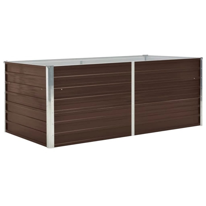 Strat inaltat de gradina vidaXL, maro, 160x80x45 cm, otel galvanizat, 5.86 Kg