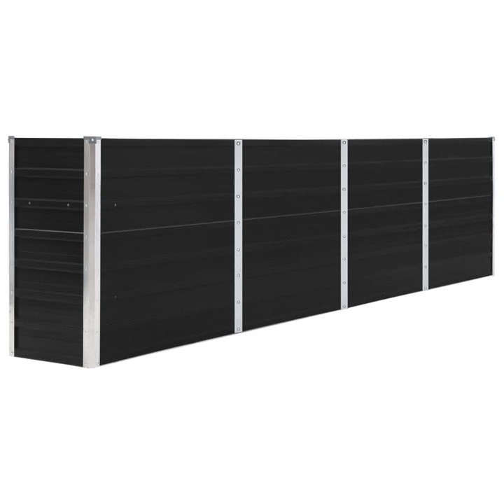 Strat inaltat gradina vidaXL, antracit, 320x40x77 cm, otel galvanizat, 15.98 Kg