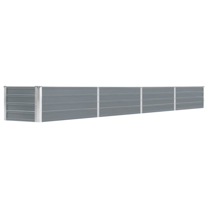 Strat inaltat de gradina vidaXL, gri, 320x40x45 cm, otel galvanizat, 9.64 Kg