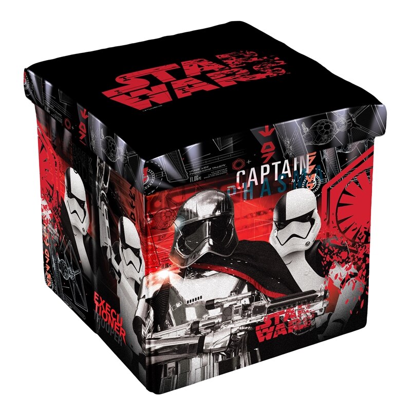 Taburet 3in1 cu spatiu de depozitare Disney, Stars Wars 8, MDF, Greutate maxima suportata 150 kg, Negru/Rosu