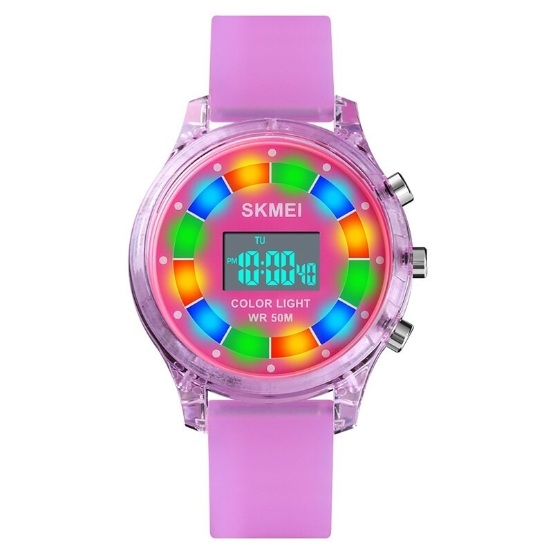 Ceas pentru copii SKMEI Multicolor LED, Violet