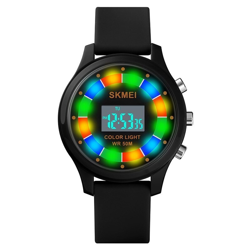 Ceas pentru copii SKMEI Multicolor LED, Negru