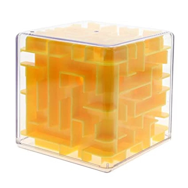 Cub labirint Johntoy Maze, 8x8x8cm, Galben