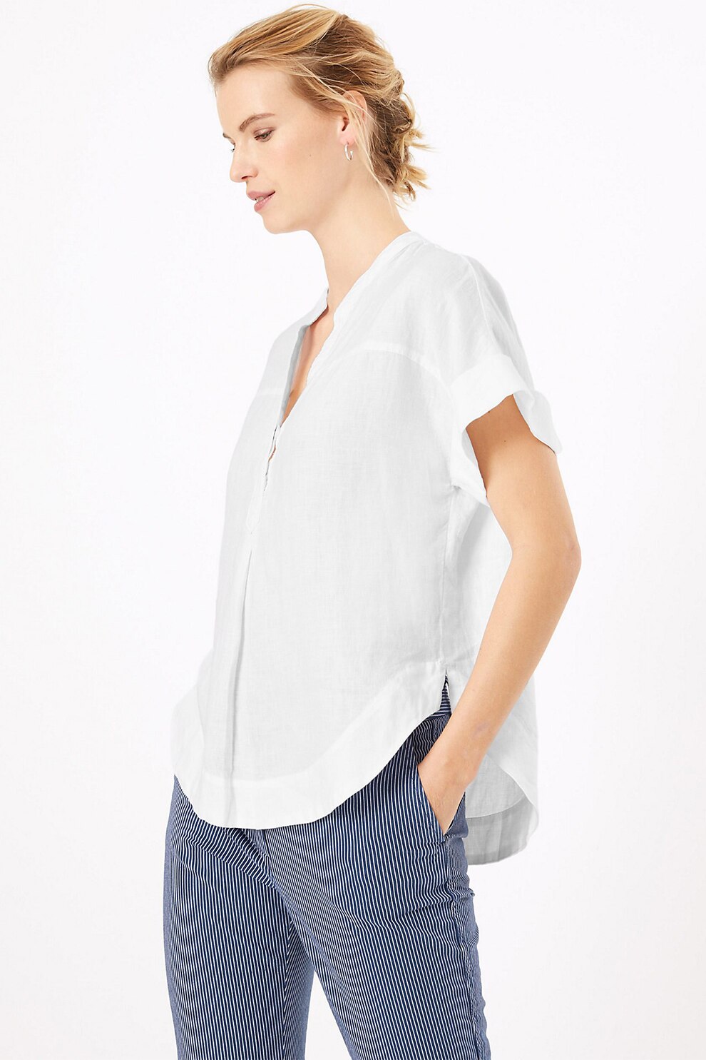 Marks & Spencer, Bluza de in cu guler tip tunica, Alb